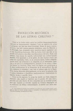 Evolución histórica de las letras chilenas