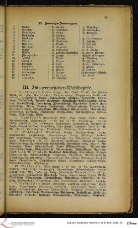 III. Bürgervorsteher-Wahlbezirke.