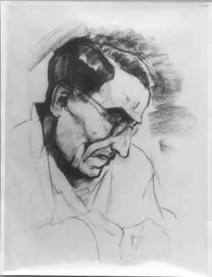 Kopf eines Arbeiters. Kohlezeichnung; 80 x 66 cm (1953; E. Richter). Dresden-Striesen, Borsbergstraße 11, Atelier der Künstlerin
