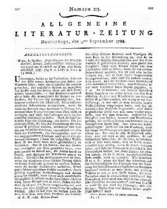 Römische Kaiserliche Königliche Josephinische Medicinisch-Chirurgische Academie <Wien>: Abhandlungen der Römisch-Kaiserl. Königl. Josephinischen Medicinisch-Chirurgischen Academie zu Wien. - Wien : Gräffer Bd. 1. 1787 (1788)