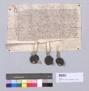 Kaspar Kemnater zu Kemnath und seine Ehefrau Agnes quittieren ihrem (Schwieger-)Vater Hartung von Egloffstein zu Sulzbach eine Summe von 400 Rhein. Gulden Heiratsgut. S1: Kaspar Kemnater zu Kemnath, S2: Georg Kemnater, Lizenziat der geistlichen Recht, S3: Jakob kemnater, Pfleger zu Rosenberg