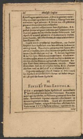 II. Finis Et Usus Epistolae.