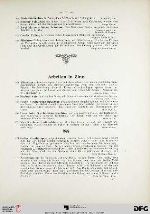 Arbeiten in Zinn (Nr. 466-497)
