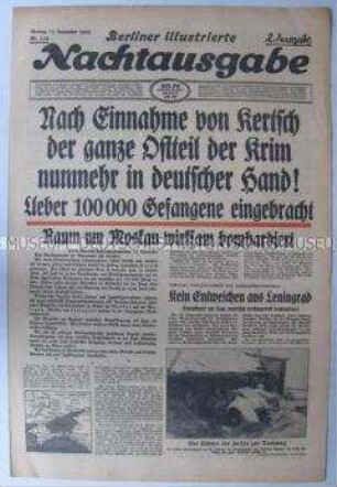 Umschlagblatt der Abendzeitung "Berliner illustrierte Nachtausgabe" überwiegend über den Krieg in der Sowjetunion