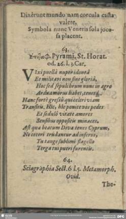 63. Epitaph. Pyrami. St. Horat. od. 26. l. 3. Car.