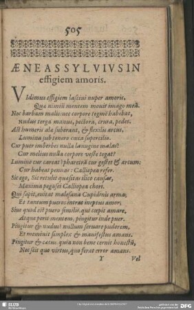 Aeneas Sylvius In effigiem amoris