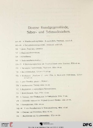Diverse Kunstgegenstände, Silber- und Schmucksachen (Nr. 758-844)