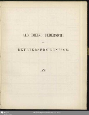 Allgemeine Uebersicht der Betriebsergebnisse : 1856