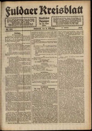 Ausgabe vom Mittwoch, den 08. Oktober 1919.