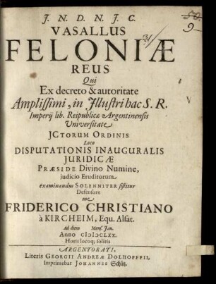 Vasallus Feloniae Reus