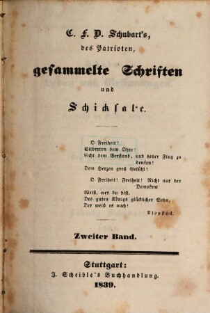 C. F. D. Schubart's gesammelte Schriften und Schicksale, 2. Schicksale, Bd. 2
