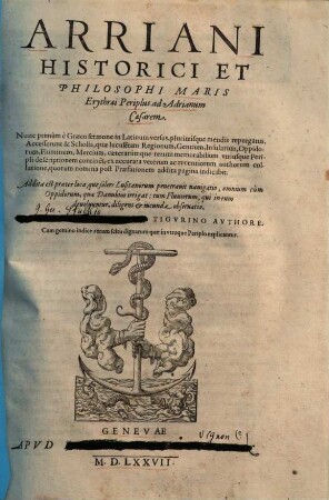 Arriani historici et philosophi Ponti Euxini et maris Erythraei Periplus, ad Adrianum Caesarem, 2