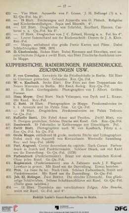 Kupferstiche, Radierungen, Farbendrucke, Zeichnungen (Nr. 439-614)