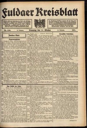 Zweite Ausgabe vom Dienstag, den 31. Oktober 1911.