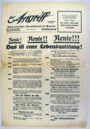 Sonderausgabe der NS-Zeitung "Der Angriff" zur Reichstagswahl im Juli 1932