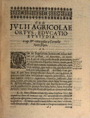 Iulii Agricolae ortus educatio et studia : e cap. IV. vitae ipsius a Cornelio Tacito scriptae