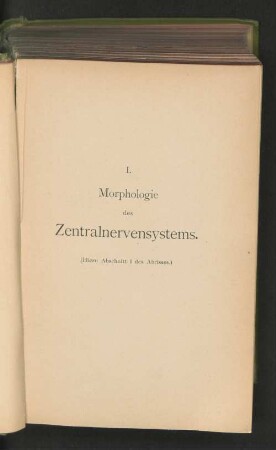 I. Morphologie des Zentralnervensystems.