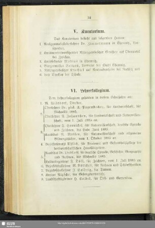 VI. Lehrerkollegium