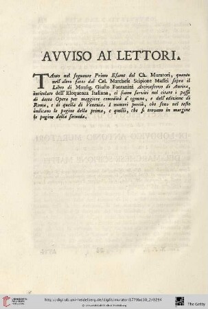 Avviso al lettori