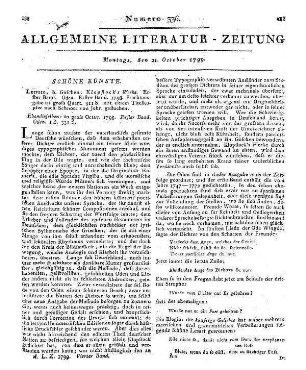 Klopstock: F. G.: Werke. Bd. 1. Oden. Leipzig: Göschen 1798. Prachtausgabe in groß Quart. Weitere Ausgabe in groß Octav zeitgleich erschienen