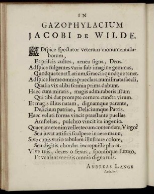 In Gazophylacium Jacobi De Wilde