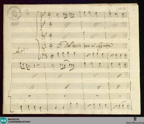 L' Olimpiade. Excerpts - Mus. Hs. 1046 : S, vl (2), vla, b