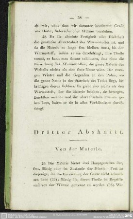 Dritter Abschnitt. Von der Materie