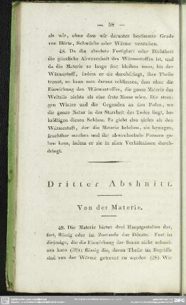 Dritter Abschnitt. Von der Materie