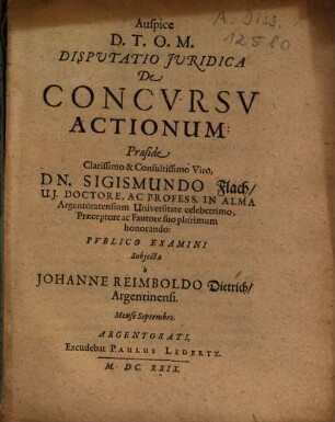 Disputatio Iuridica De Concursu Actionum