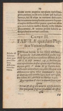 Caput II. Fabulae quaedam Physicae Veritati restitutae.