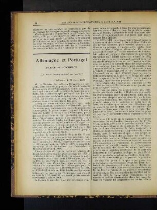 Allemagne et Portugal Traité de commerce (De notre correspondant particulier)