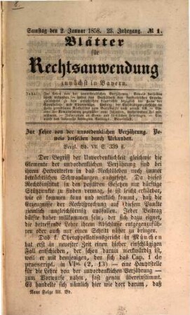Blätter für Rechtsanwendung : zunächst in Bayern, 23. 1858