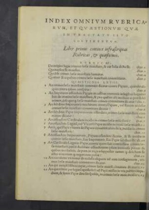 Index omnium rubricarum, et quaestionum