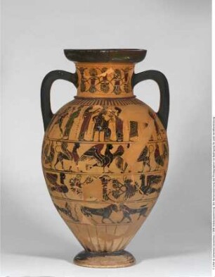 Attische, schwarzfigurige Amphora (der sog. Tyrrhenischen Gattung)