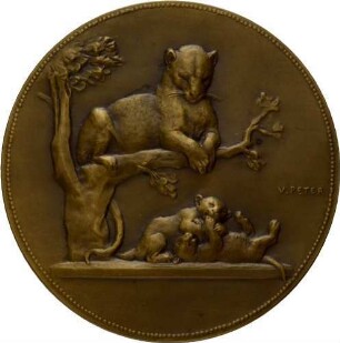 Medaille mit wilden Tieren