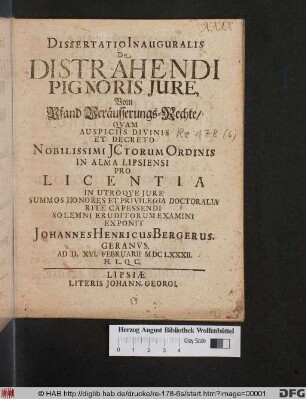 Dissertatio Inauguralis De Distrahendi Pignoris Iure