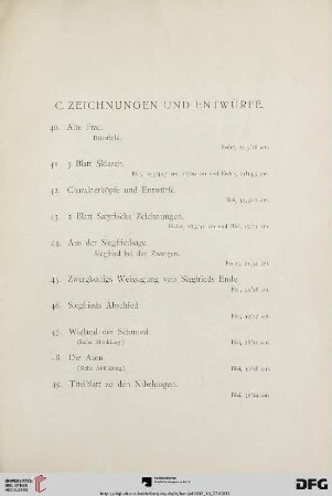 Zeichnungen und Entwürfe (Nr. 40-94)