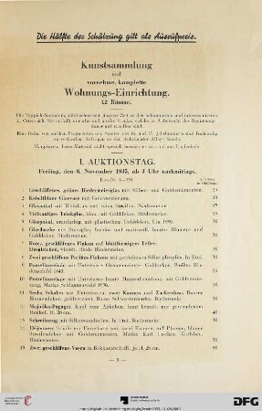 I. Auktionstag (Nr. 1-250)