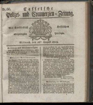 Nr. 66, Mittwoch, den 18ten August 1819