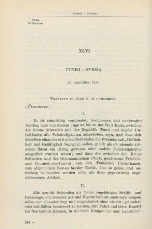 XLVI Tunisi - Svezia 23 dicembre 1736
