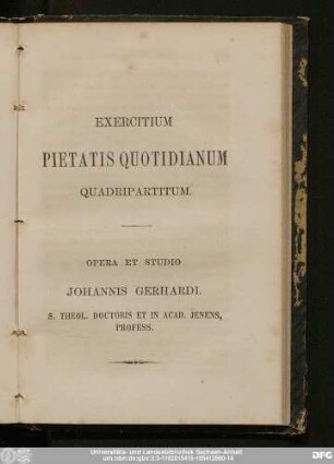Exercitium Pietatis Quotidianum Quadrupartitum.