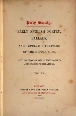 Percy Society. 15. 1845