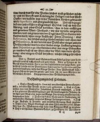 Beschuldigungen deß Coleman.