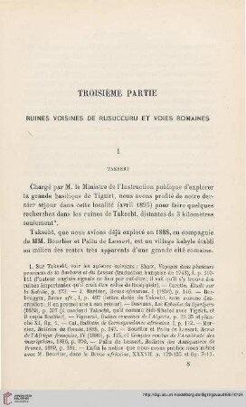 Troisième Partie: Ruines voisines de Rusuccuru et voies romaines