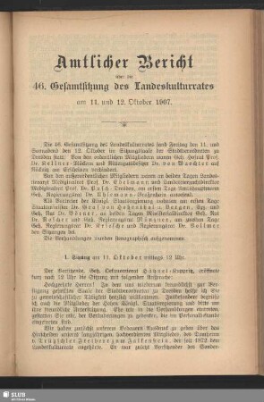 1. Sitzung am 11. Oktober, mittags 12 Uhr