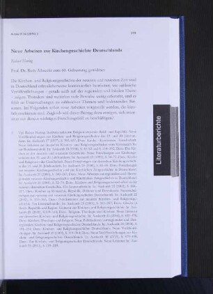 Neue Arbeiten zur Kirchengeschichte Deutschlands.
