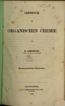 Lehrbuch der Organischen Chemie. 1