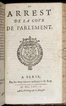 Arrest De La Cour De Parlement