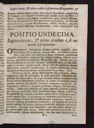 91-101, Positio Undecima. Logica docens, & utens realiter à se invicem distinguuntur
