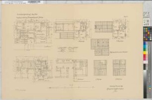 Empfangsgebäude auf Personenhaltepunkt Höntrop, Blatt 1: Grundrisse, Fundamentplan, Sparren- und Balkenlage [2 Exemplare], M. 1:100